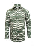 Green Geometric Floral Print Slim Fit Shirt