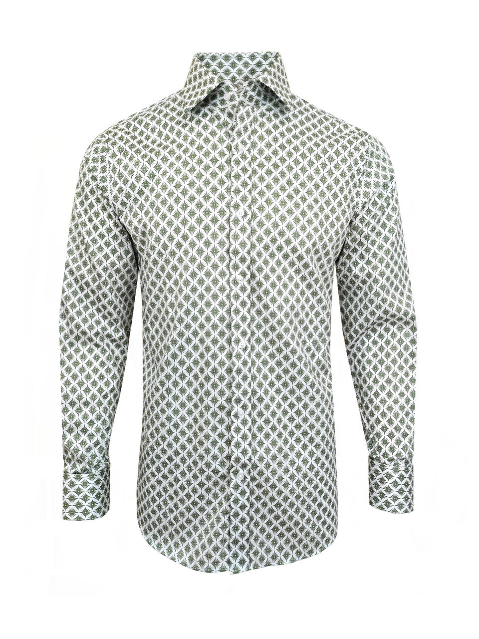 Green Palm Print Slim Fit Shirt