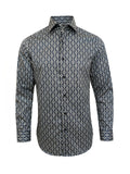 Men’s Black & White Geometric Print Slim Fit Shirt – 100% Cotton