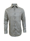 Men’s Beige & Navy Geometric Print Slim Fit Shirt – 100% Cotton