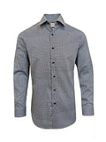 Men’s Navy & White Micro Floral Print Slim Fit Shirt – 100% Cotton