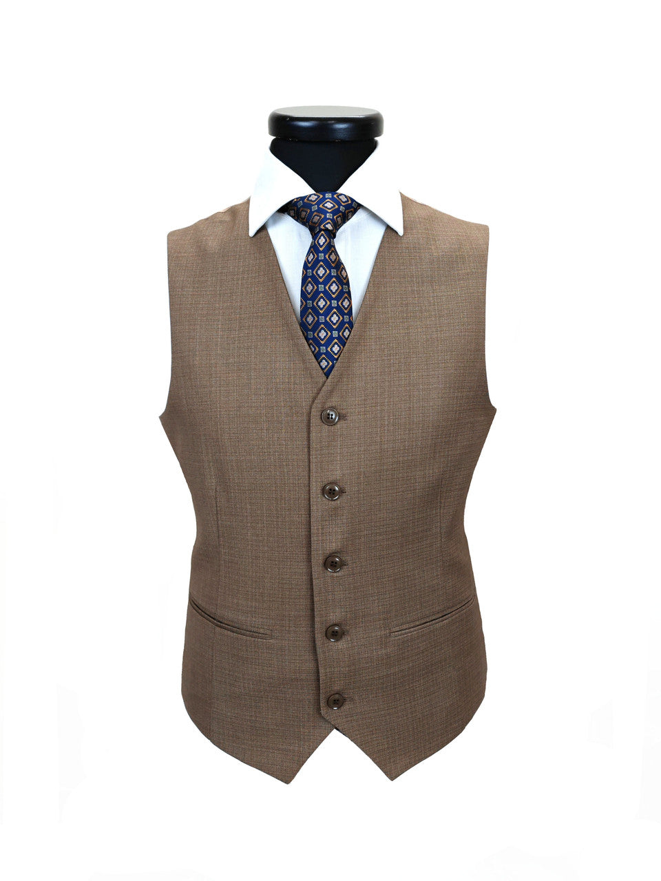 Men’s Slim Fit 3-Piece Wool-Blend Suit – Light Brown