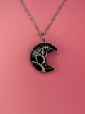 Black obsidian moon pendant and necklace