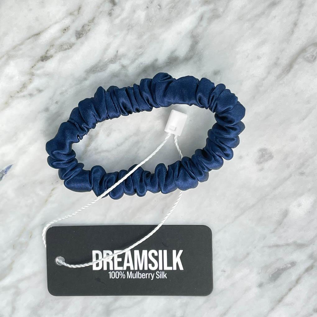Navy Blue Silk Scrunchie - Skinny