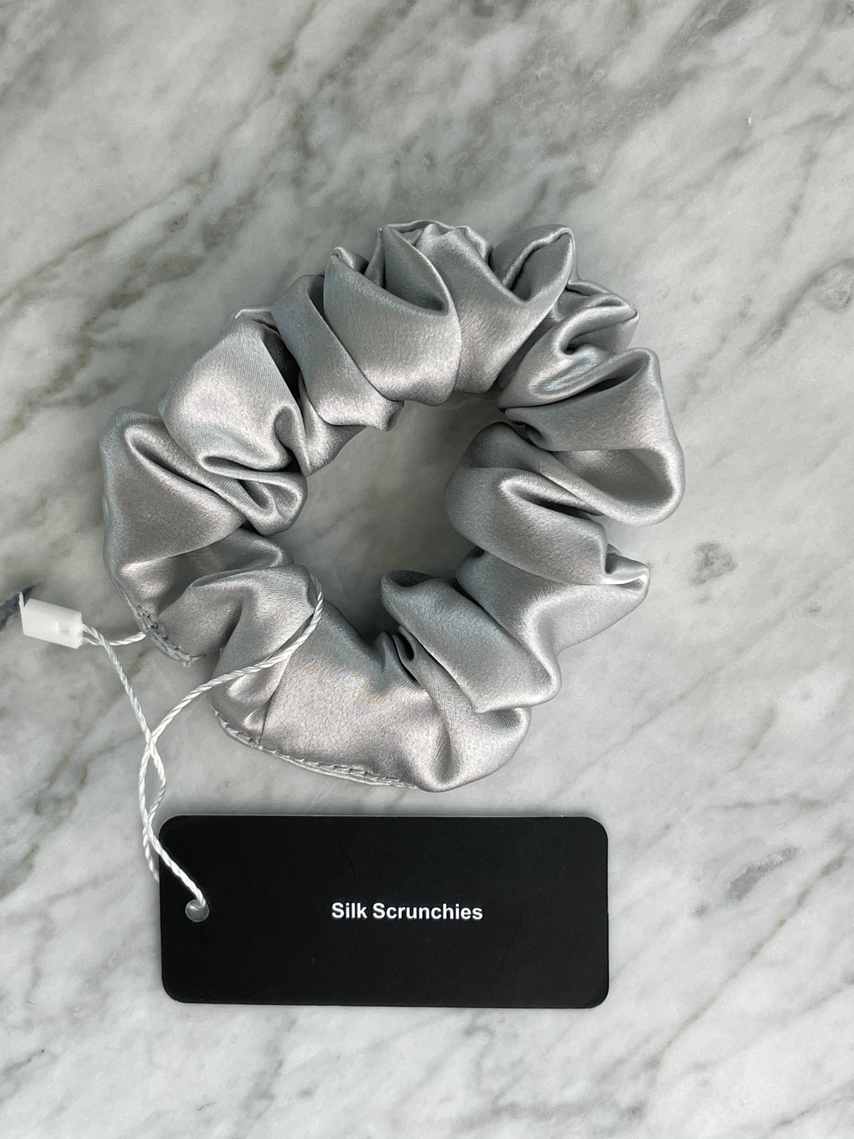 Silver Silk Scrunchie - Regular