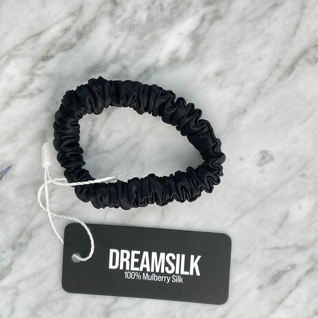 Black Silk Scrunchie - Skinny