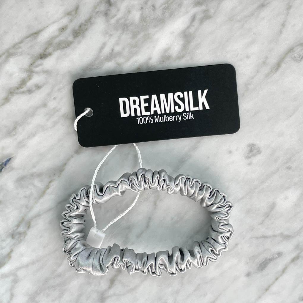 Silver Silk Scrunchie - Skinny