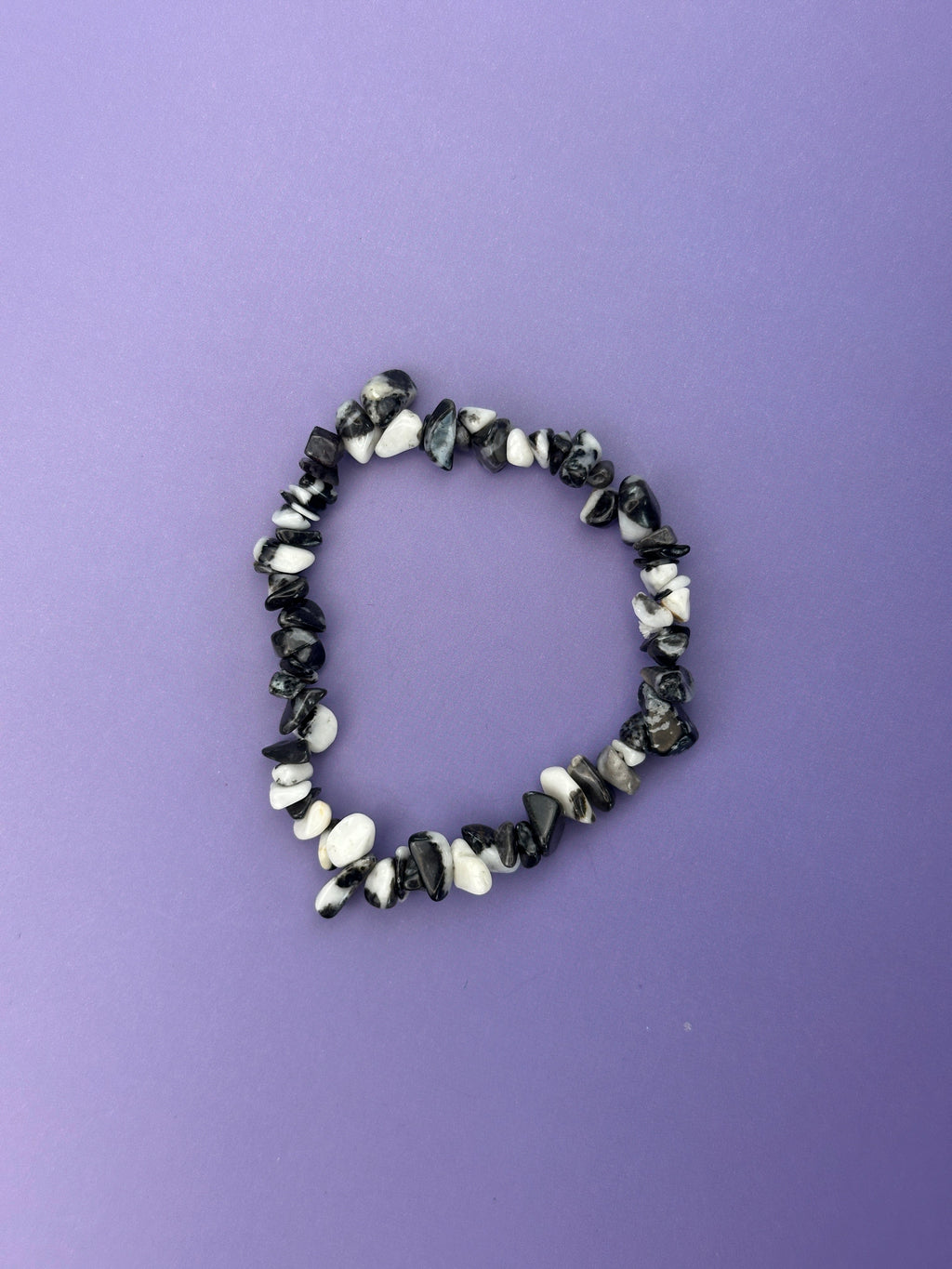 Black zebra agate - Crystal chip bracelet