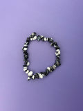Black zebra agate - Crystal chip bracelet