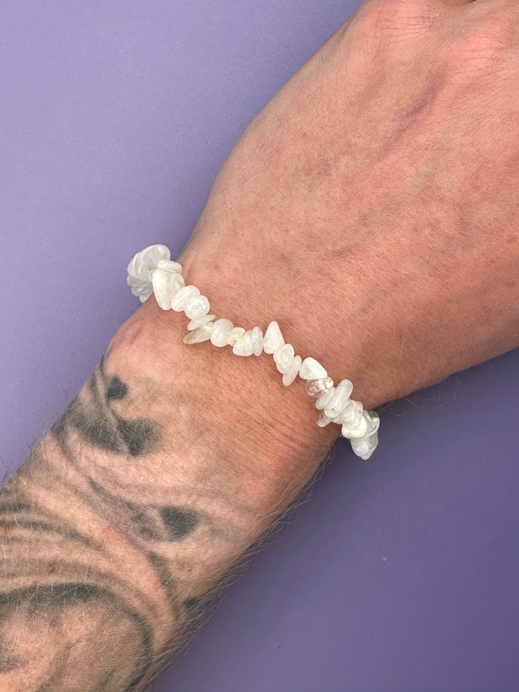 Rainbow moonstone - Crystal chip bracelet