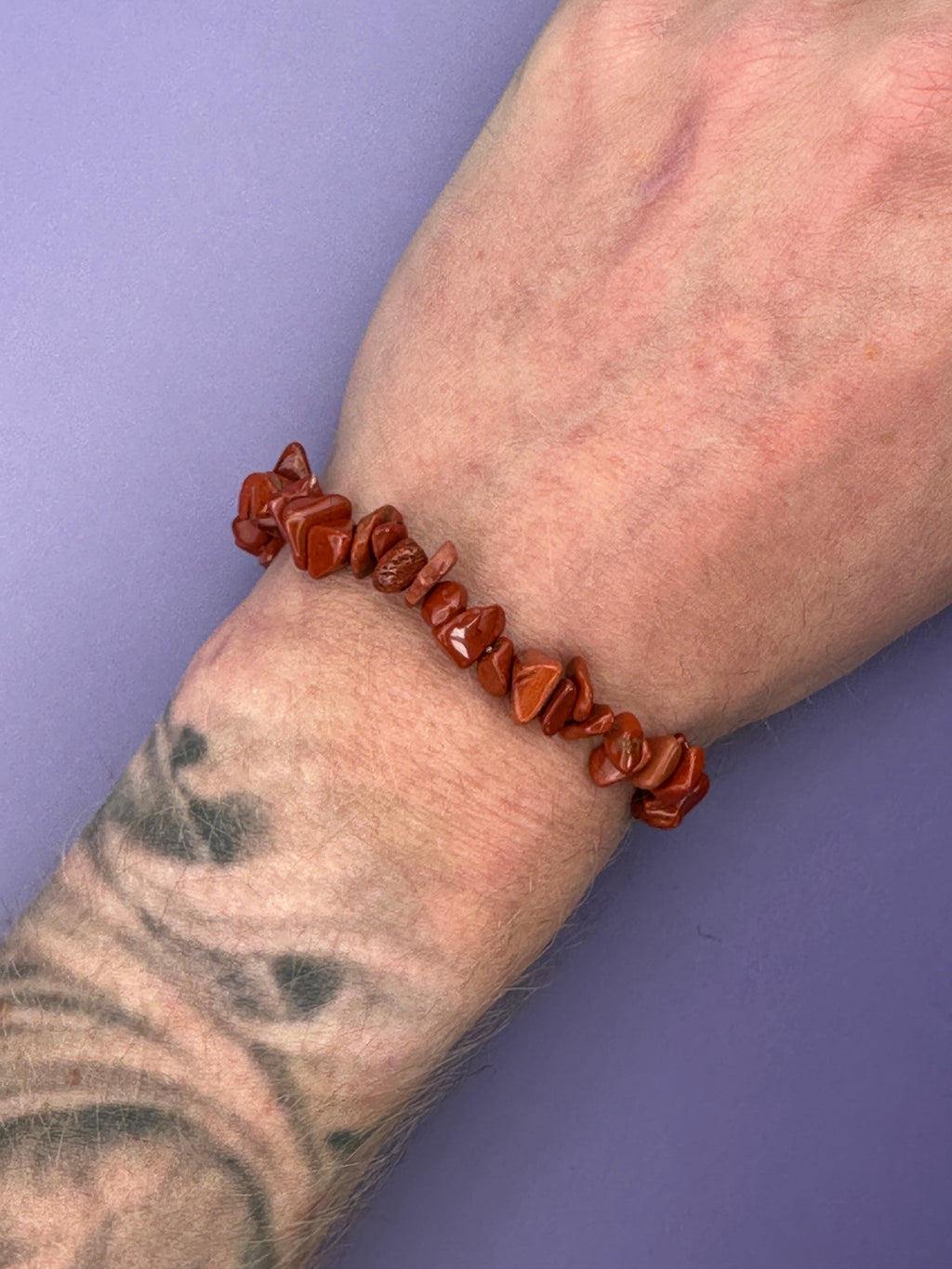Red jasper - Crystal chip bracelet