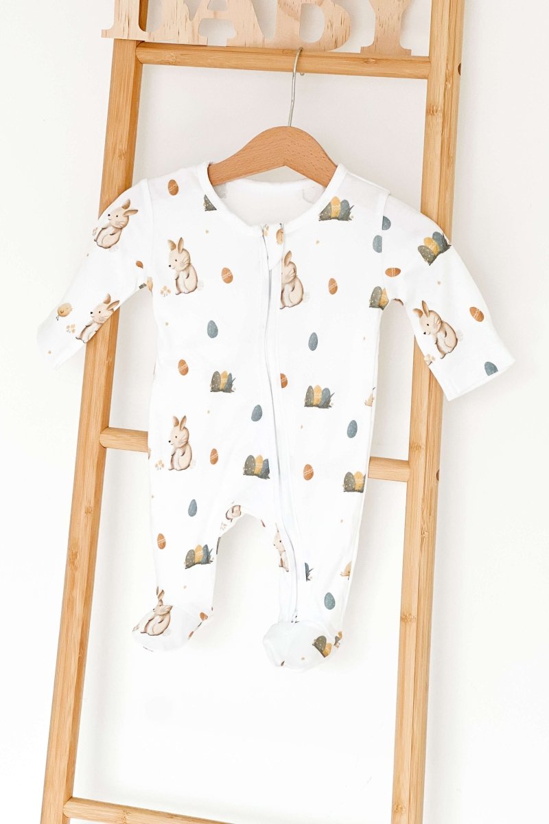 Cozy Easter Bunny Bamboo & Organic Cotton Zip Sleepsuit One Piece