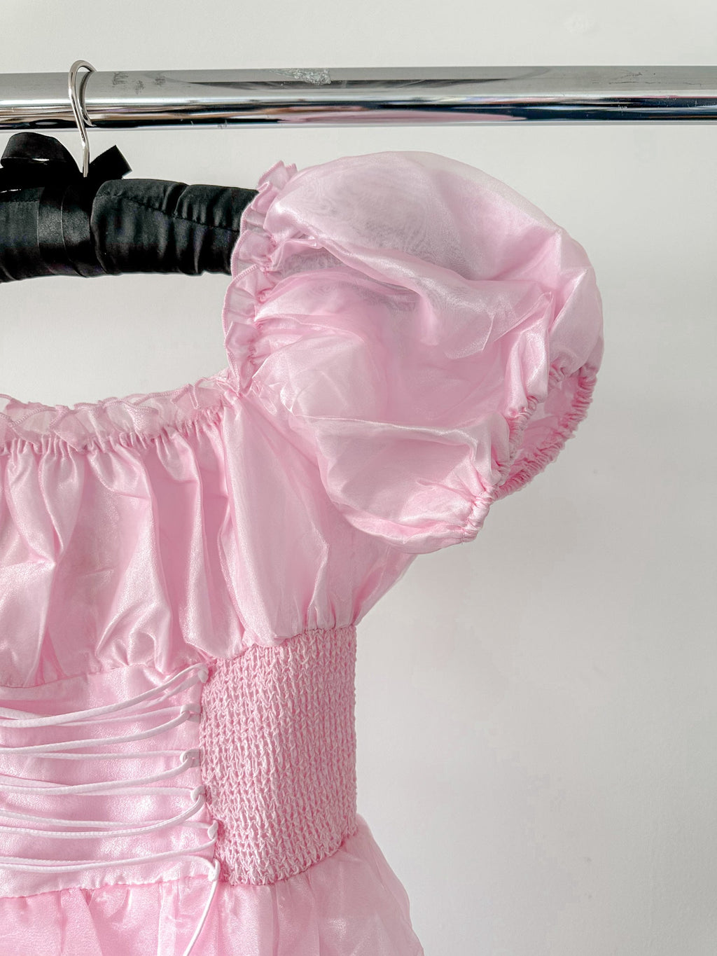 Amy Jane London Pink Arabella Organza Puff Sleeve Corset Bodice Prairie Mini Dress
