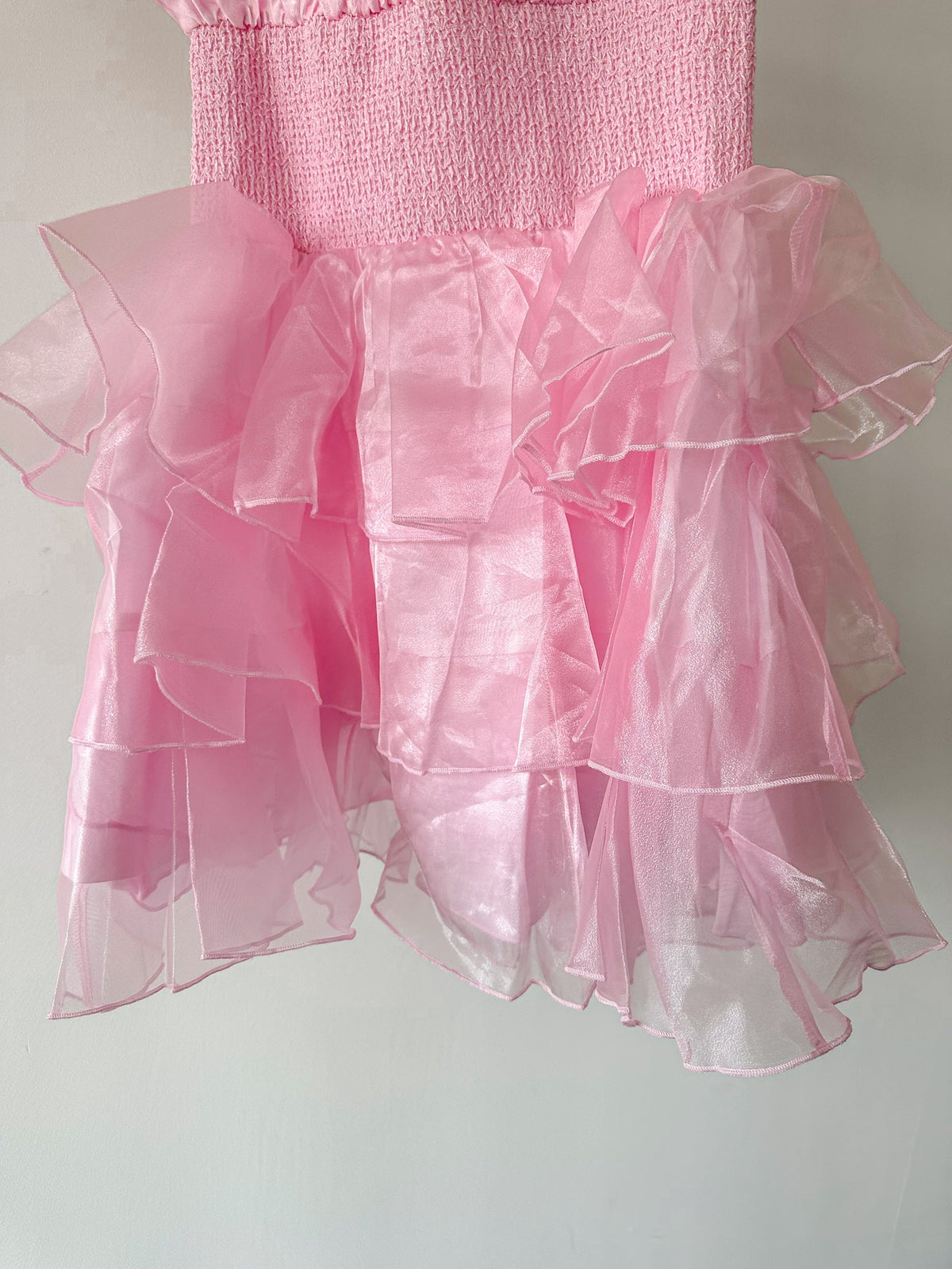 Amy Jane London Pink Arabella Organza Puff Sleeve Corset Bodice Prairie Mini Dress