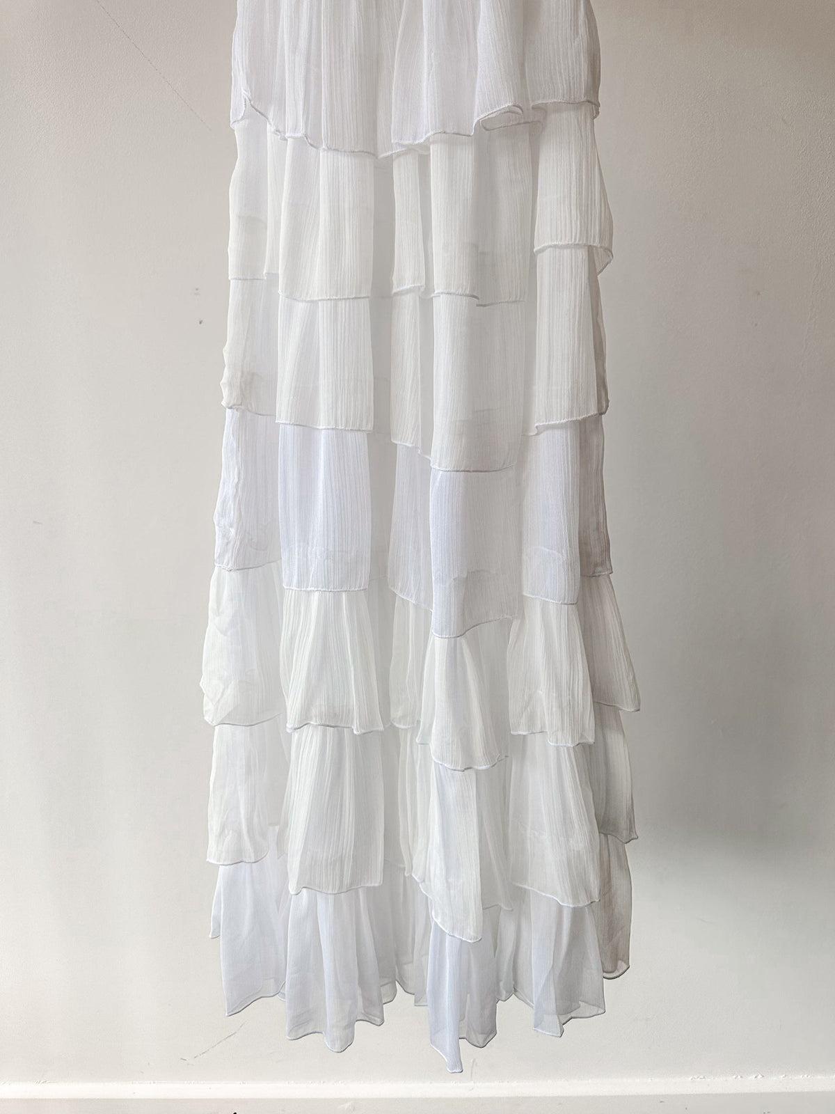 Amy Jane London White Aurelia Bardot Tiered Maxi Dress