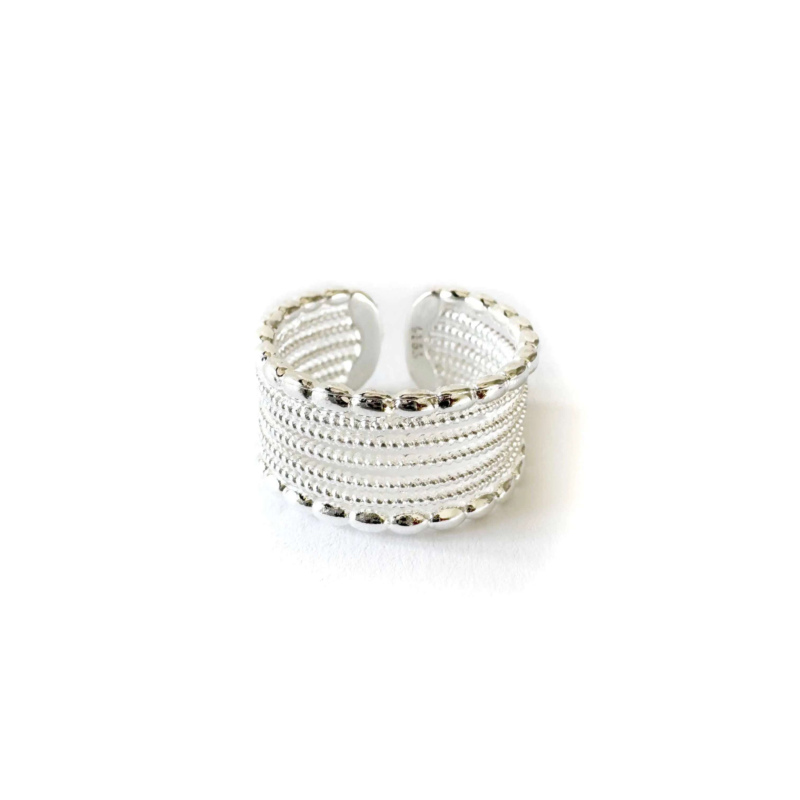 Saafi Silver Contemporary Wide Band Statement Ring