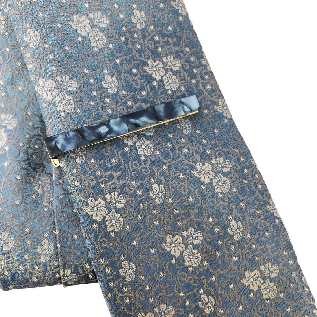 Blue Marble Effect Tie Clip