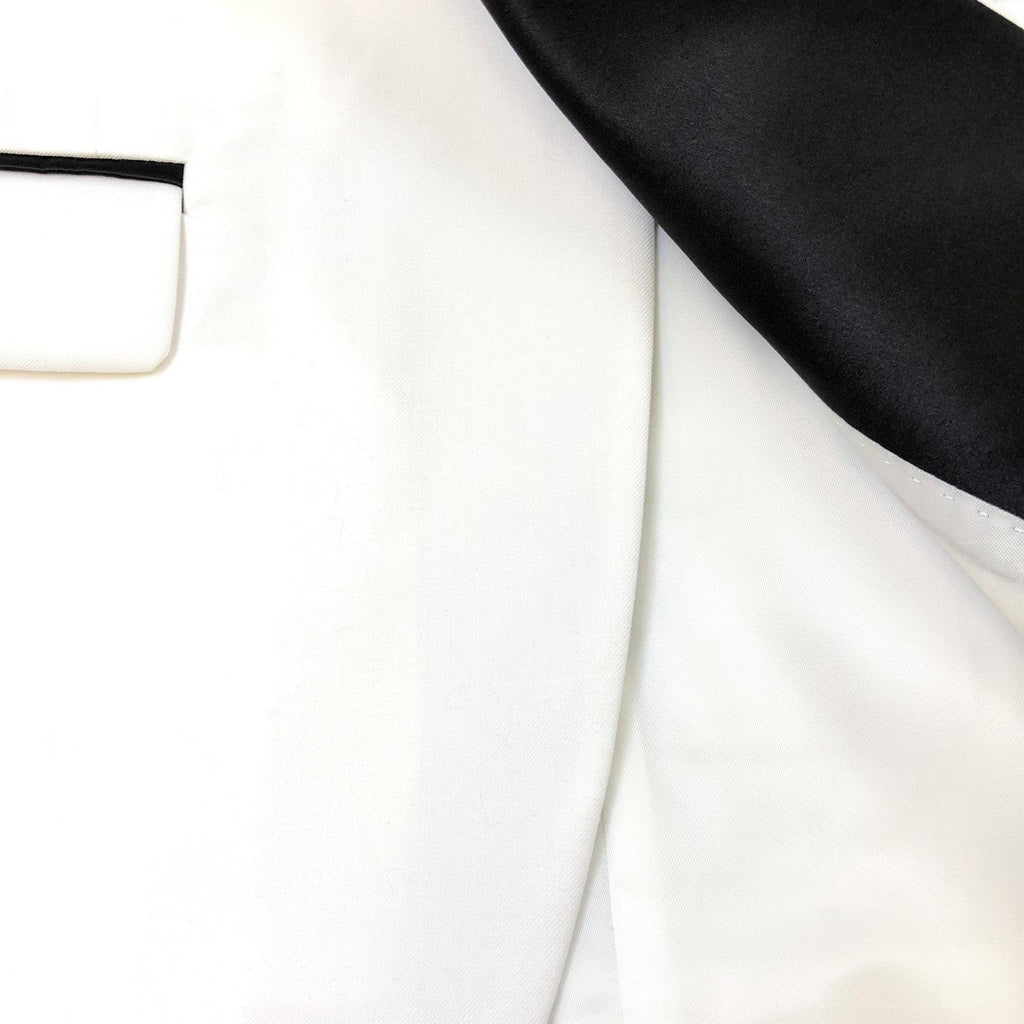 White 3-Piece Tuxedo with Black Shawl Lapel