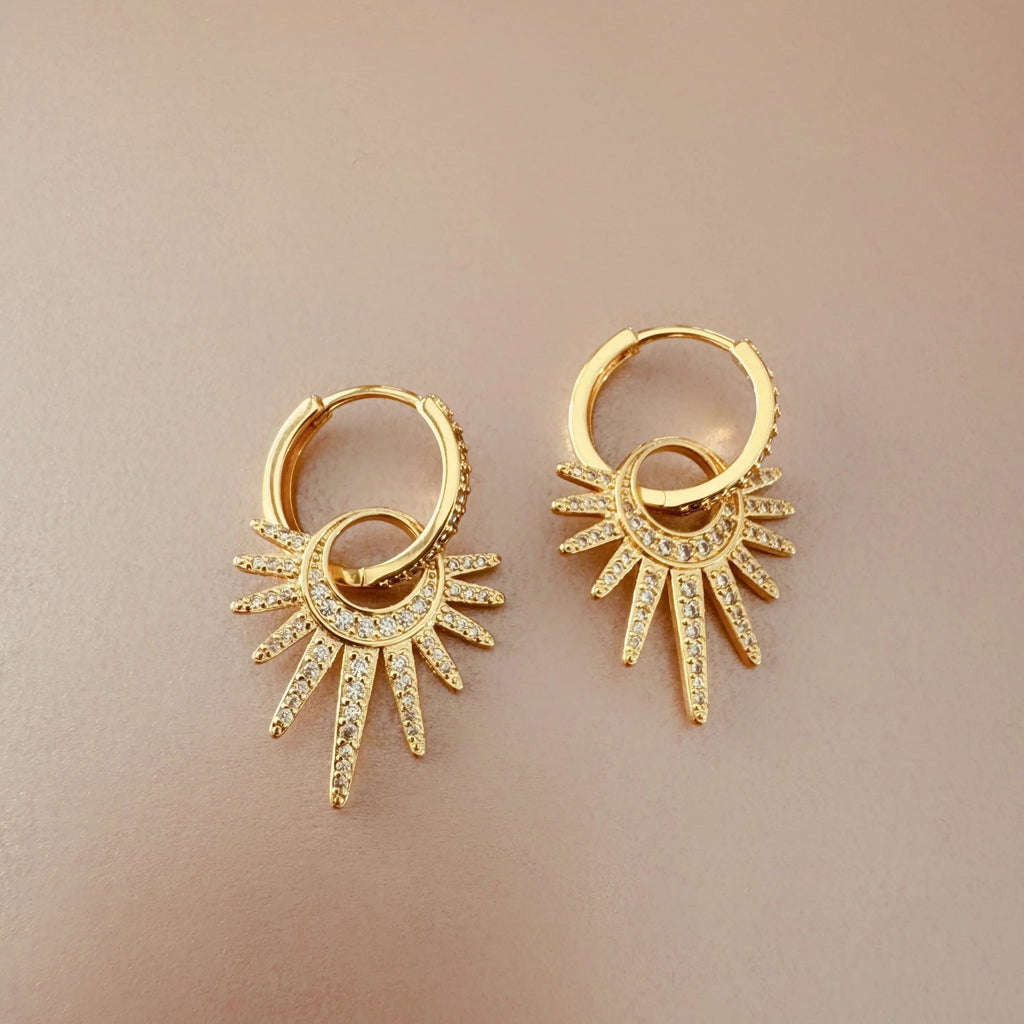 Nola Sunburst Charm Jewel Hoop Earring