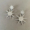 Aura Crystal Silver Starburst Earrings