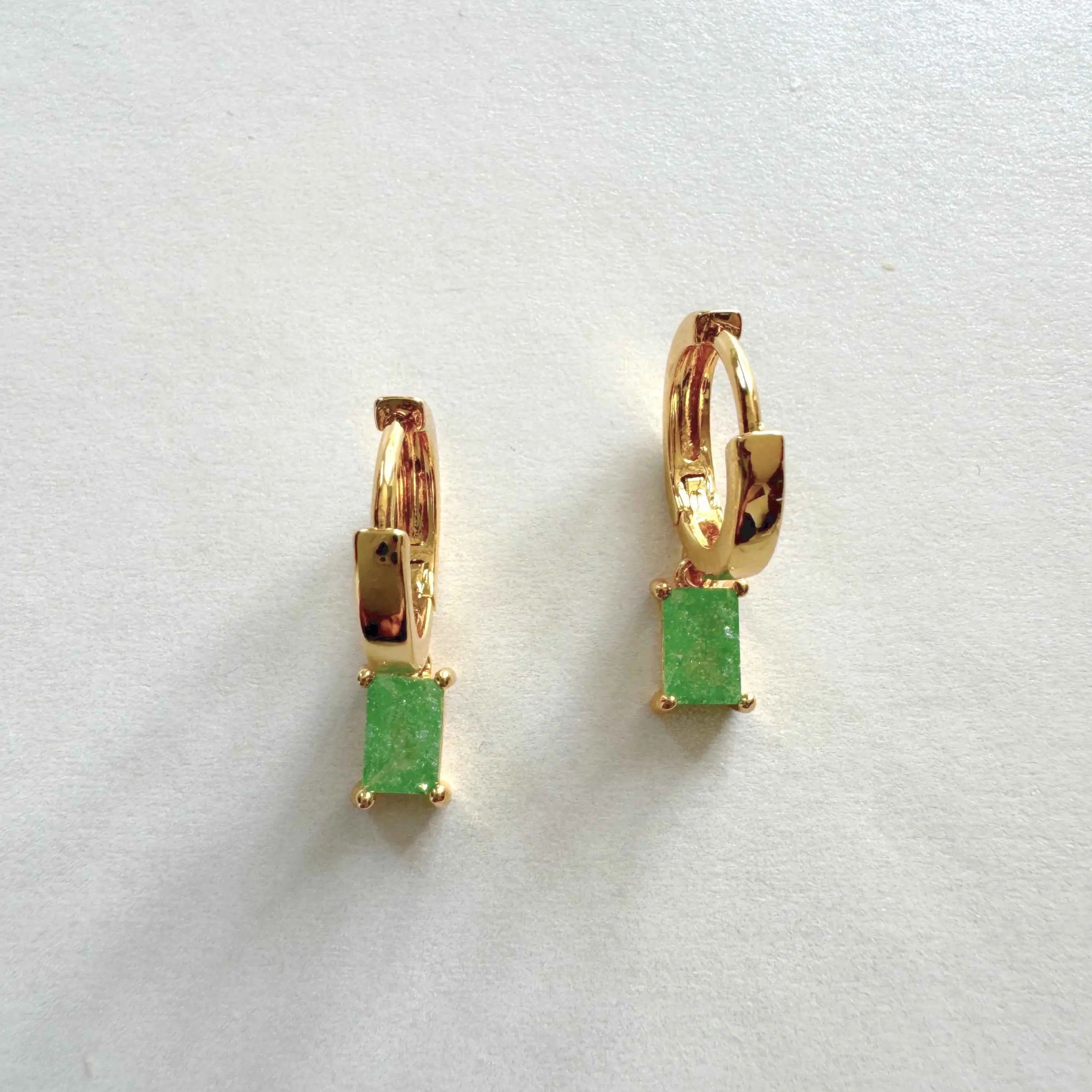Ellie Aqua Gem Gold Huggie Hoops