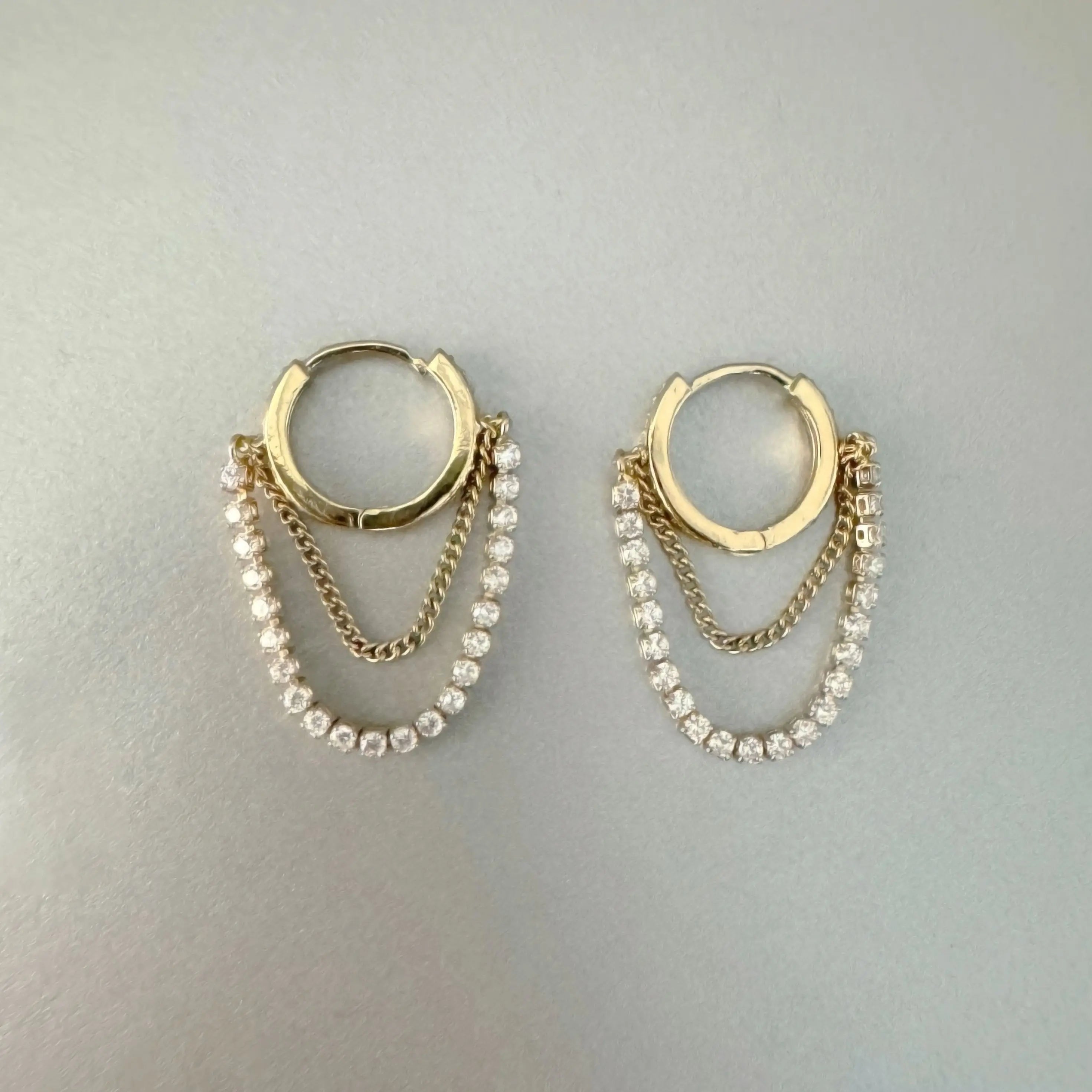 Starlet Double Chain Jewelled Hoop Earrings
