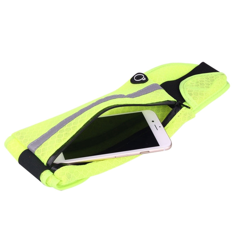 Multifunctional Outdoor Sports Mesh Breathable Fabric Waist Bag with Night Reflective Strip & Earphone Hole for iPhone, Samsung, Sony and other Phones (for Less Than 6 inch)