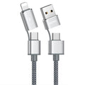 REMAX RC-020t 2.4A Aurora Series 4 in 1 8 Pin + USB +2 x Type-C Data Snyc Charging Cable, Cable Length: 1m