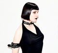 Necessary Evil Aphrodite Plunge Cowl Neck Top - Faux Leather Gothic Going Out Top