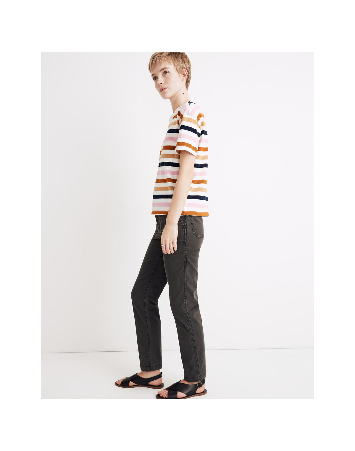 MADEWELL Easy Crop Tee Shirt in Beatrice Stripe