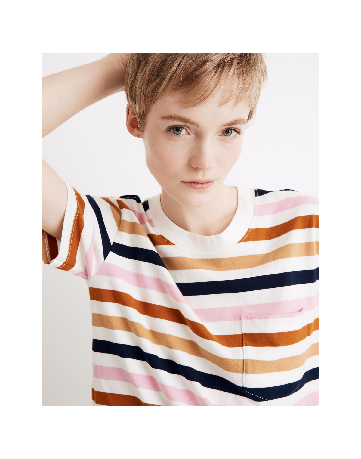 MADEWELL Easy Crop Tee Shirt in Beatrice Stripe