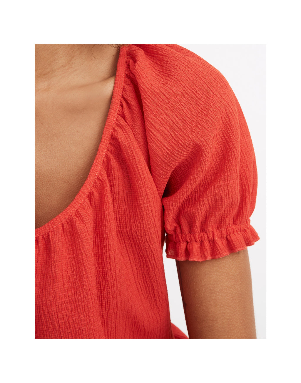 MADEWELL Texture & Thread Red Peasant Top