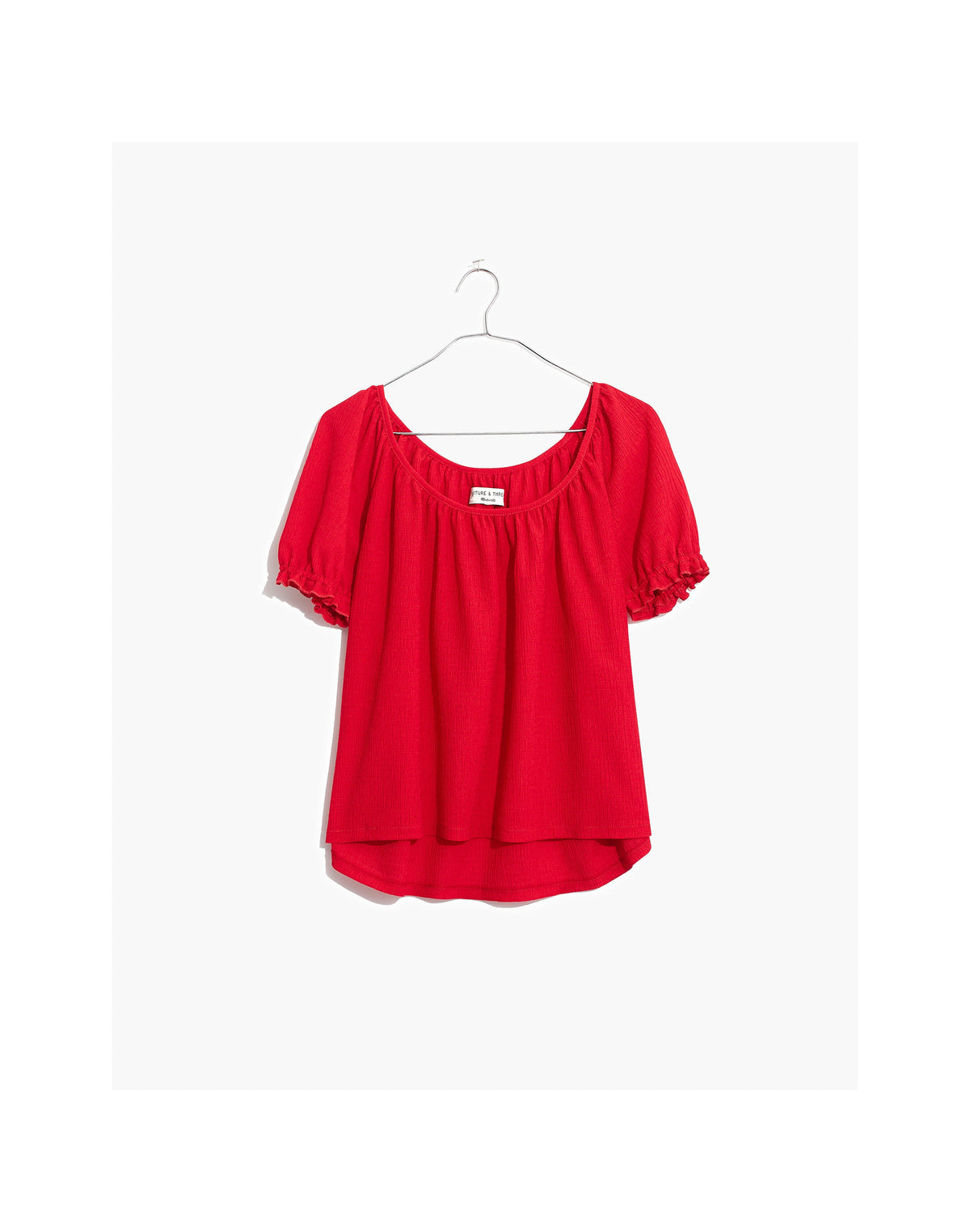 MADEWELL Texture & Thread Red Peasant Top