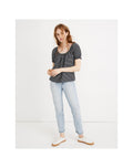 MADEWELL Texture & Thread Peasant Top in Stripe Navy & White