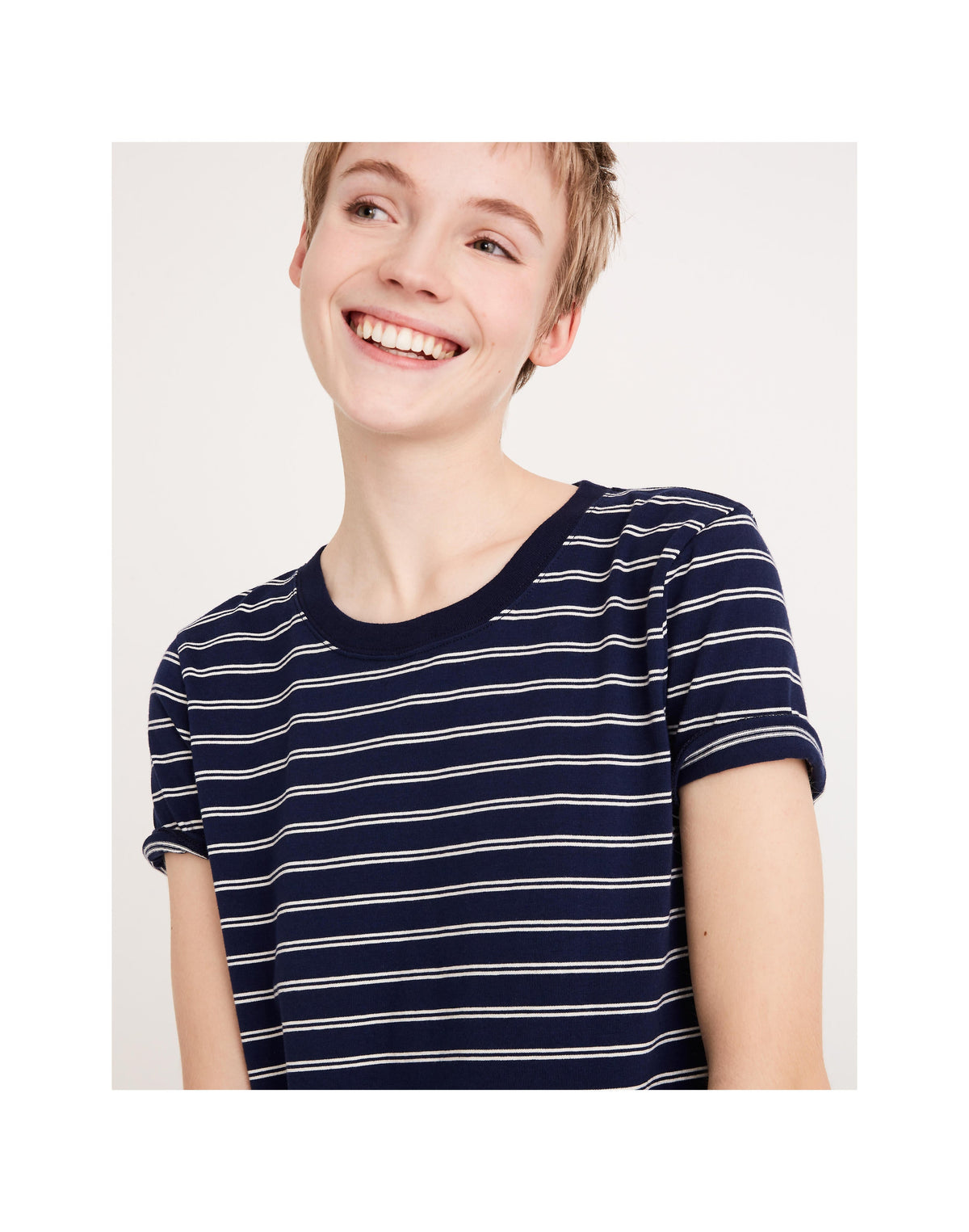 MADEWELL Navy & White Tee Dress In Epperson Stripe