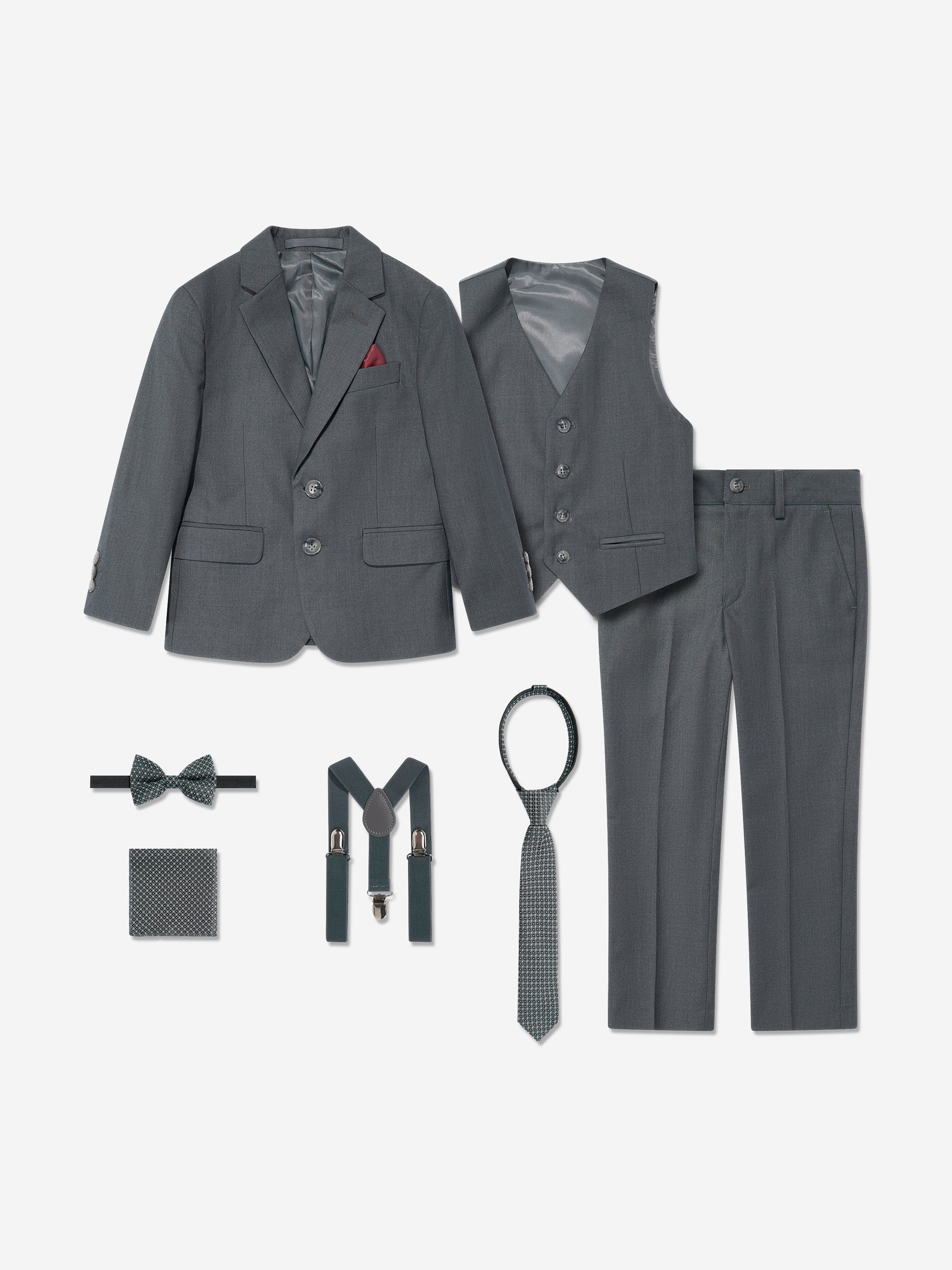 SUITLAB London Boys 7 Piece Suit Set in Grey