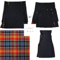 LGBT+ Pride Hybrid Black Canvas and Tartan Utility Kilt