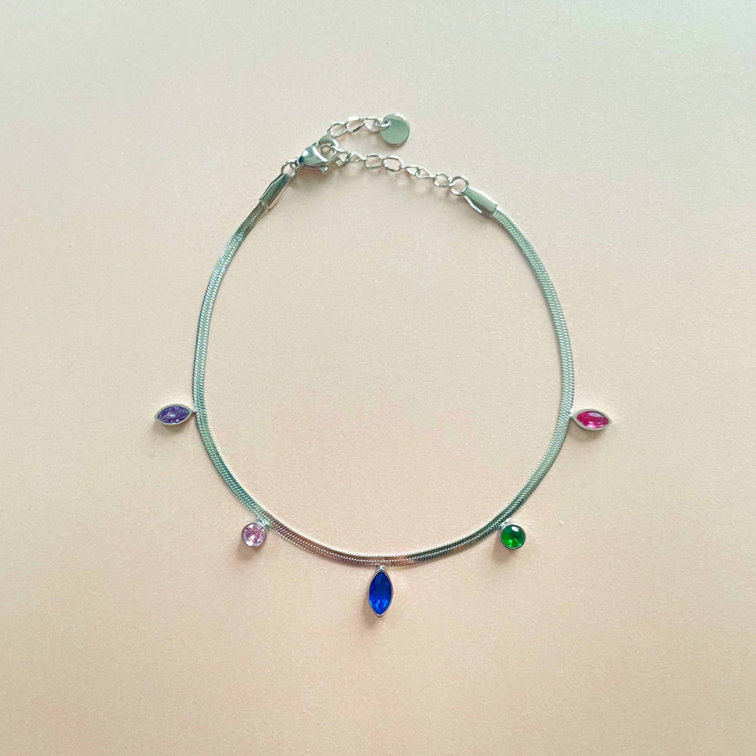 Nala Silver Jewelled Ankle Chain