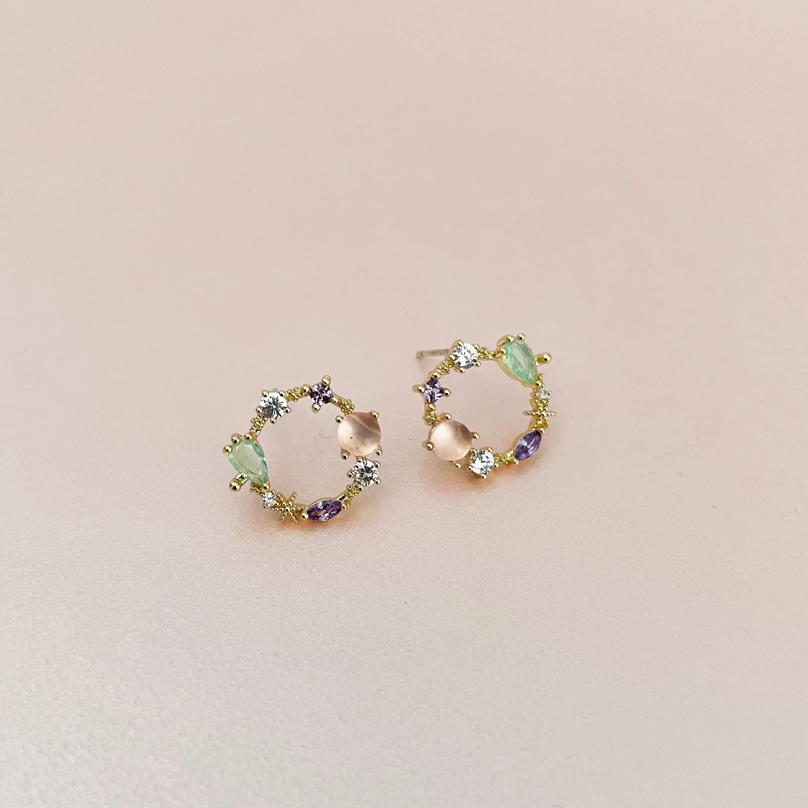 Saffy Blush Jewelled  Wreath Studs