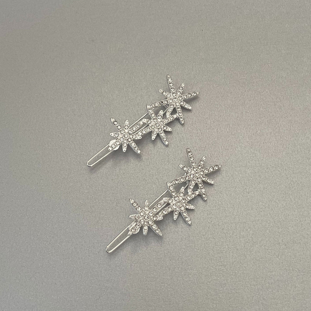 Solonia Silver Starburst Hair Clip Set