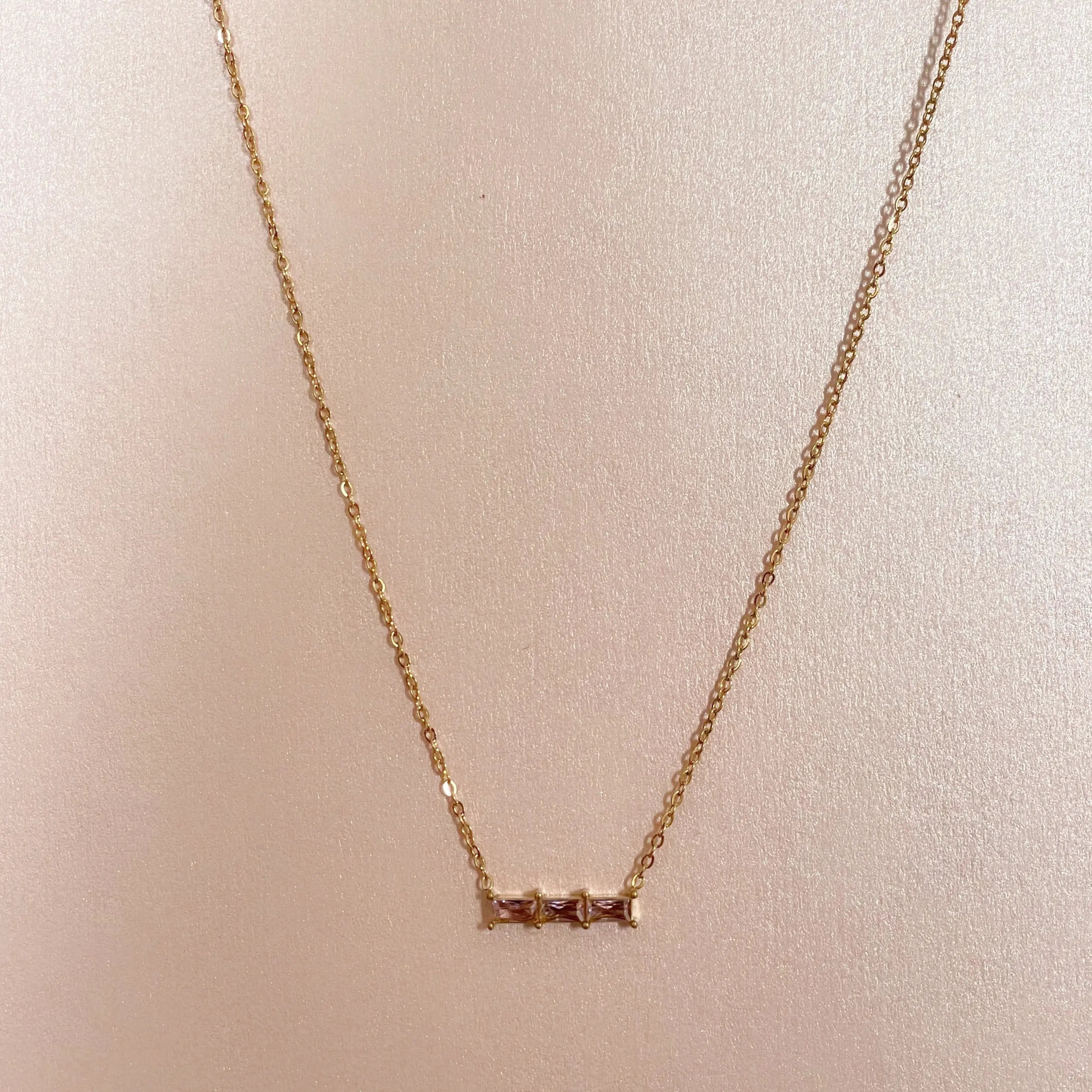 Gia Luxe 18k Gold Plated Blush Necklace