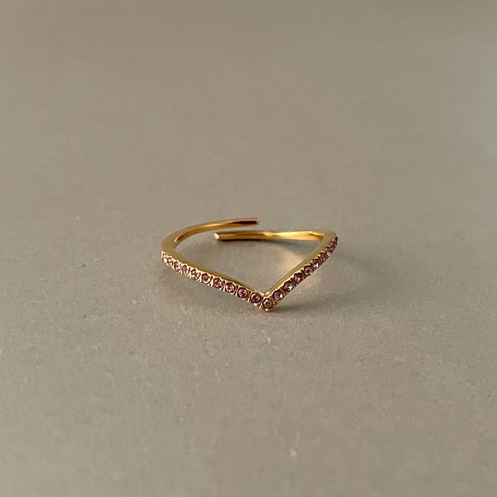 Marina Luxe 18k Gold Plated Skinny Rose Wishbone Ring