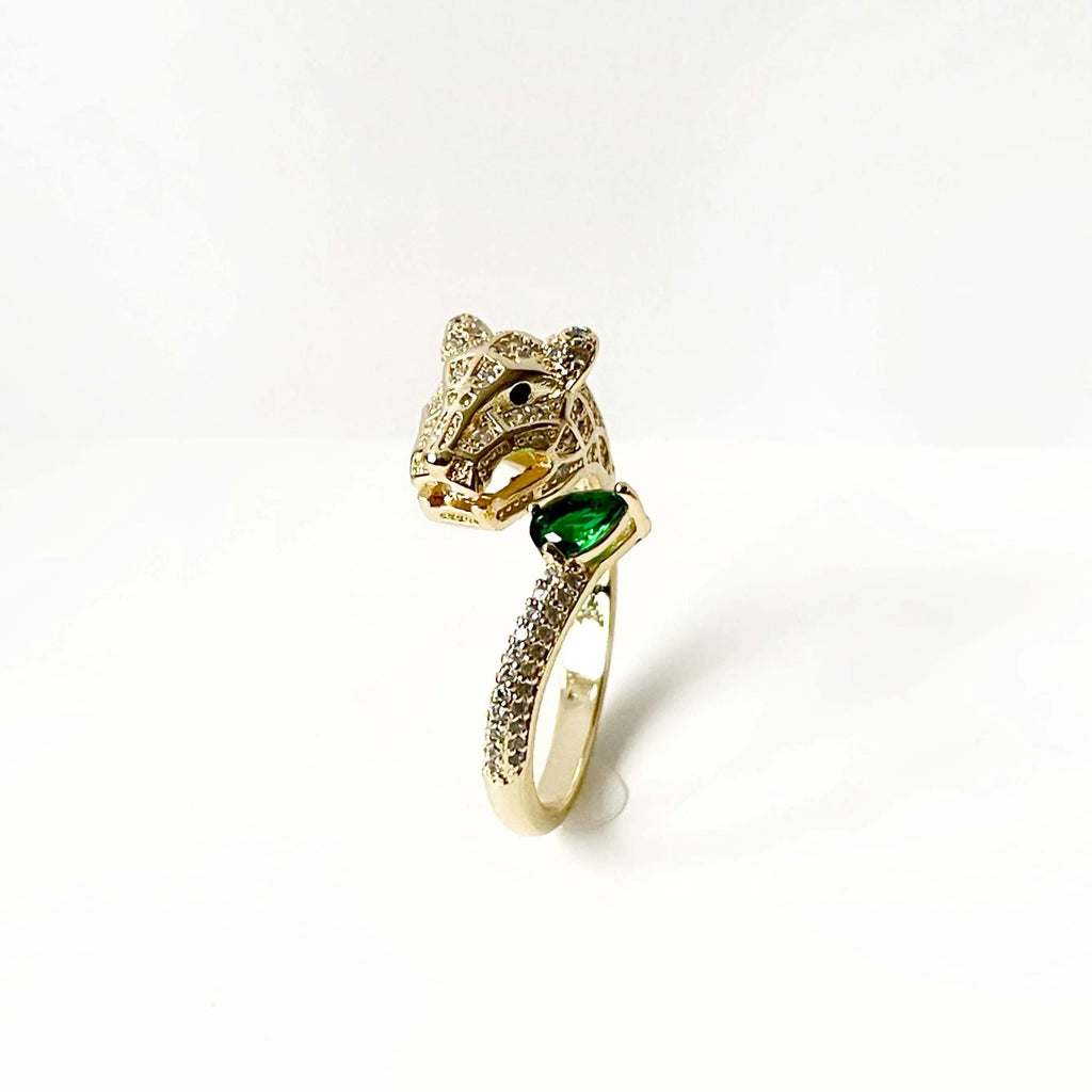 Suri Gold Tone Jewelled Panther Ring