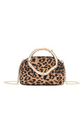 Leopard Print Clutch Bag with Handle Design