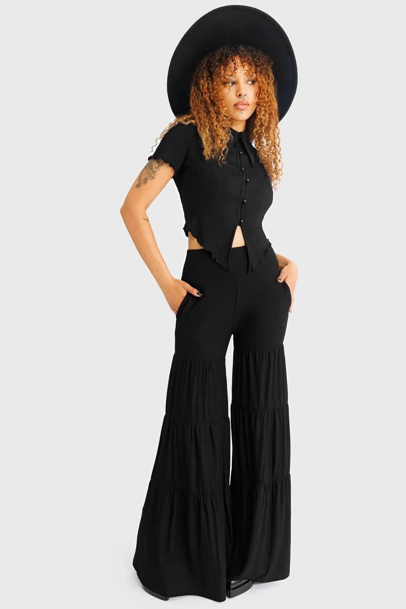 Killstar Maleficum Tiered Wide-Leg Trousers - Size 8 & 14 left only
