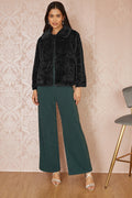 Yumi Black Faux Fur Short Jacket