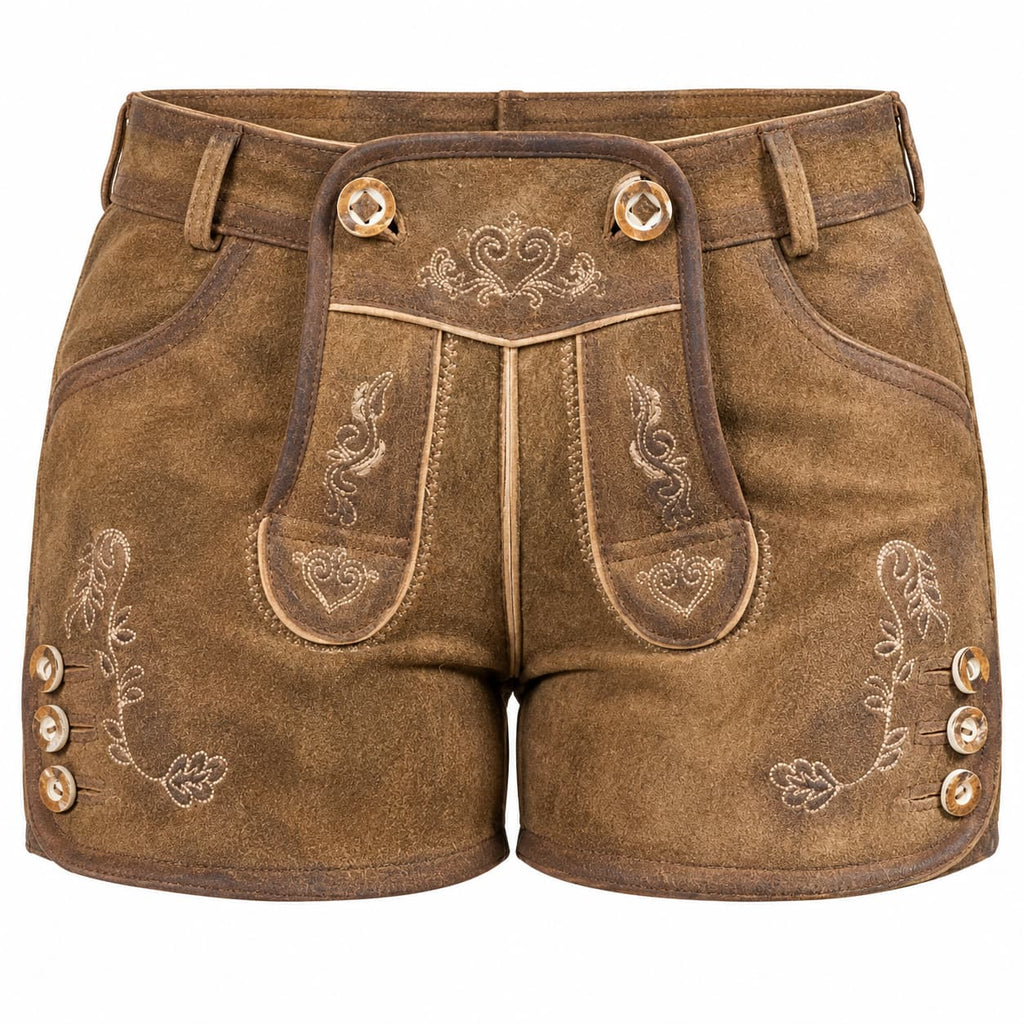 Lederhosen Women Trachten Short Lederhosen Shaded Wild Brown Leather Oktoberfest