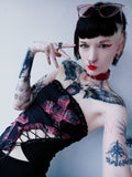 Dark in Love Punk Black and Tartan Cross Strap Nevida Top
