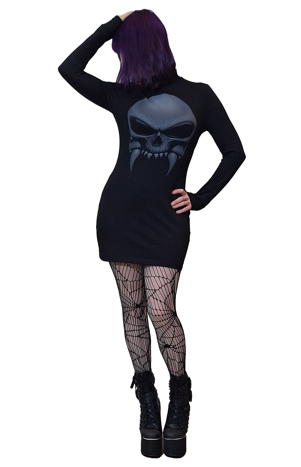 Necessary Evil Athena Vampire Skull Print Mini Dress - Size UK 8 & 10 Left Only!
