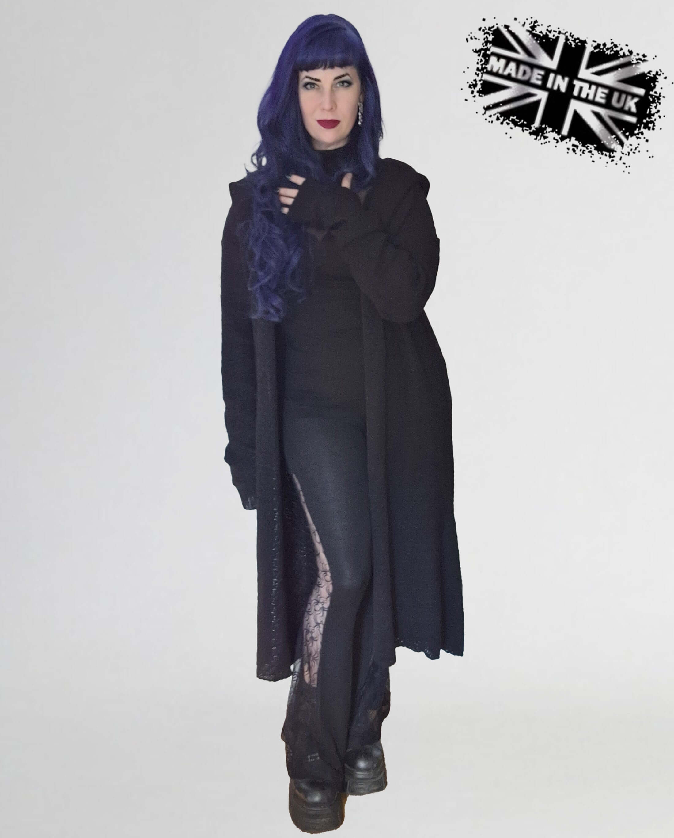 Long Gothic Hooded Cardigan - Athena | Necessary Evil UK Made